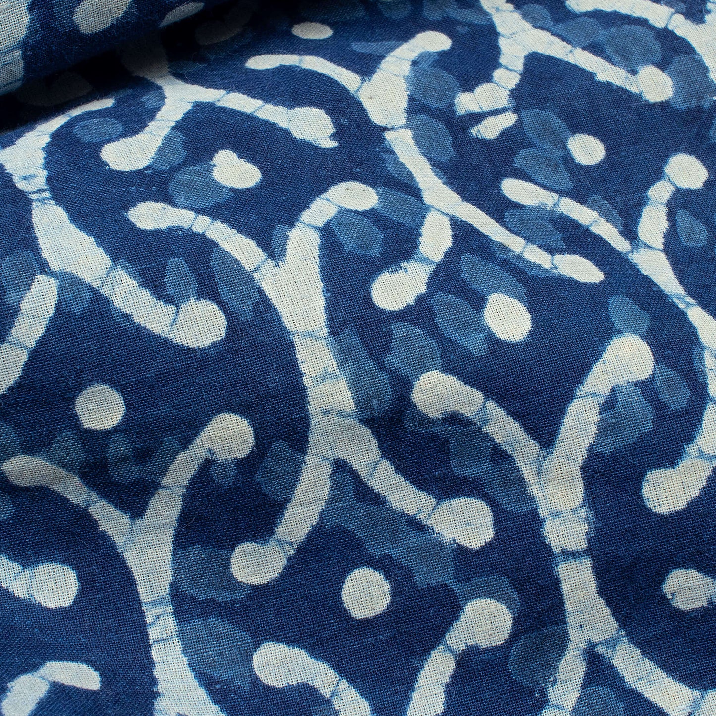 Indigo Abstarct Pattern Handblock Cotton Fabric