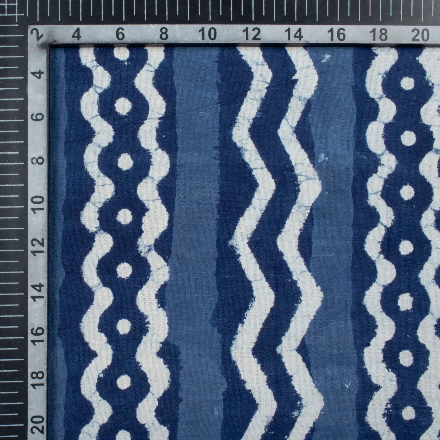 Indigo Chevron Pattern Handblock Cotton Fabric