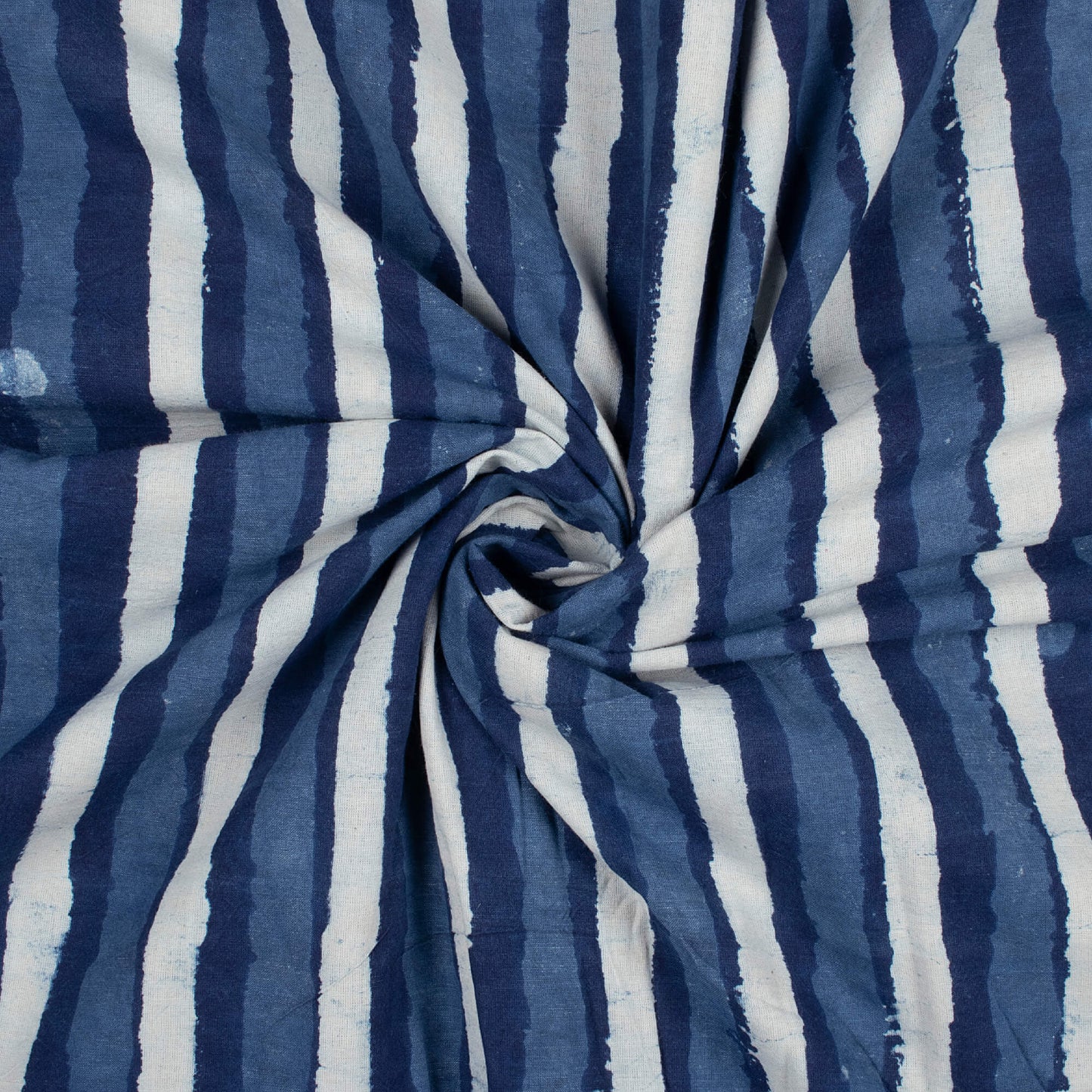 Indigo Stripes Pattern Handblock Cotton Fabric