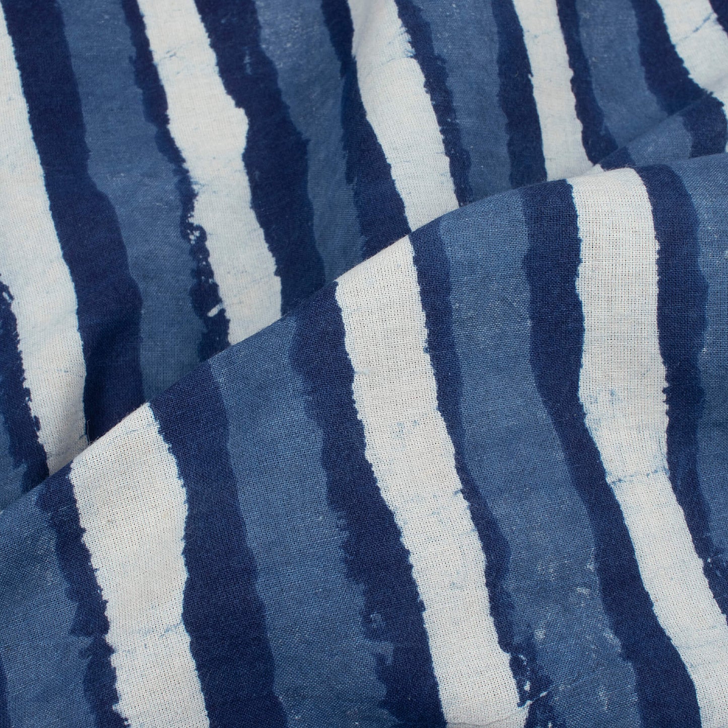 Indigo Stripes Pattern Handblock Cotton Fabric