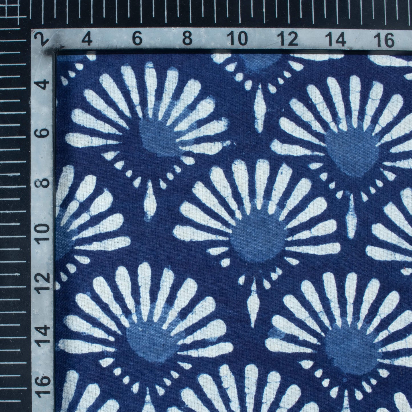 Indigo Floral Pattern Handblock Cotton Fabric