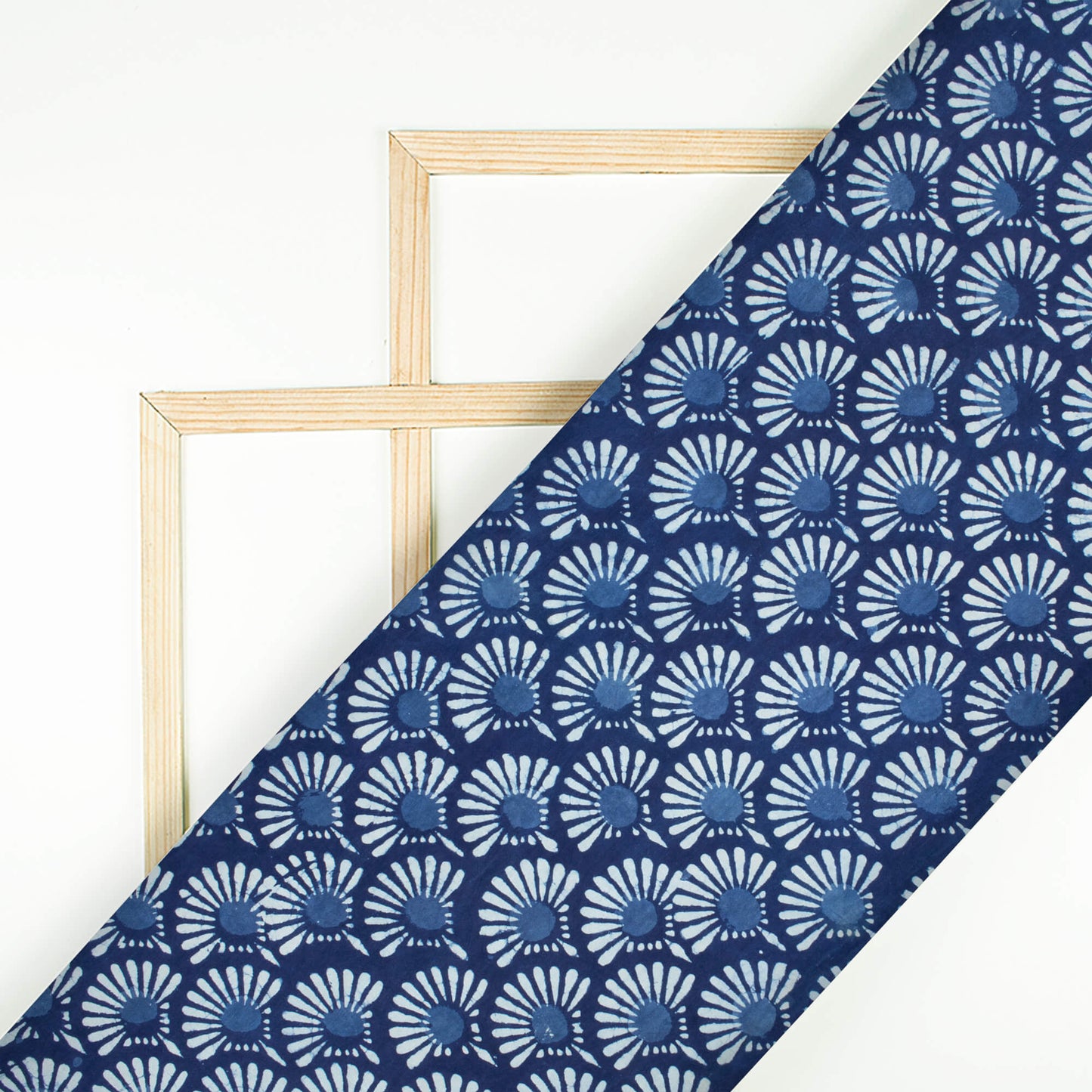 Indigo Floral Pattern Handblock Cotton Fabric