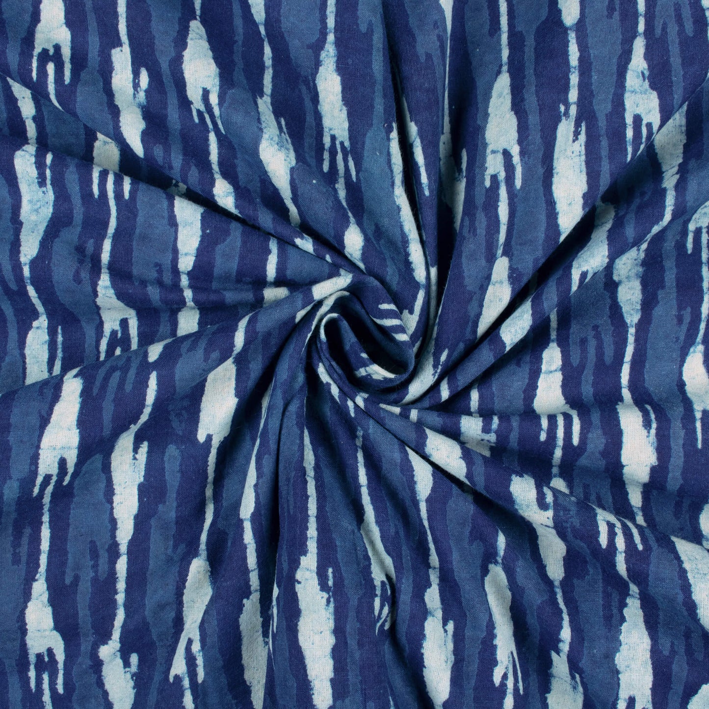 Indigo Ikat Pattern Handblock Cotton Fabric