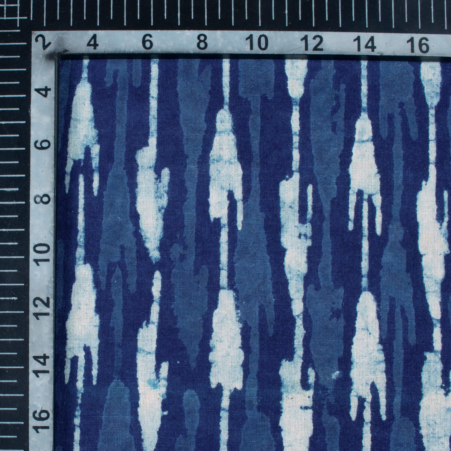 Indigo Ikat Pattern Handblock Cotton Fabric