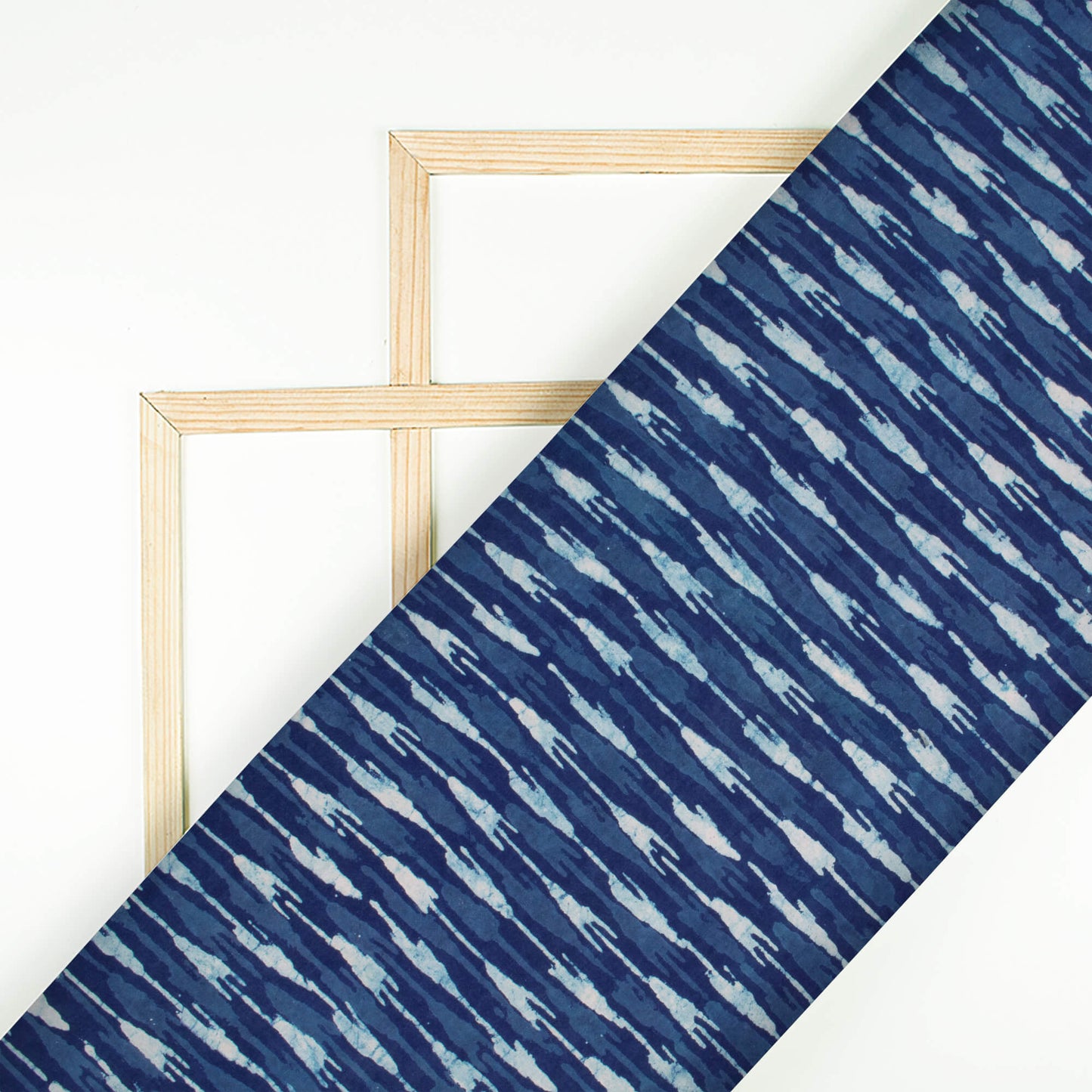 Indigo Ikat Pattern Handblock Cotton Fabric