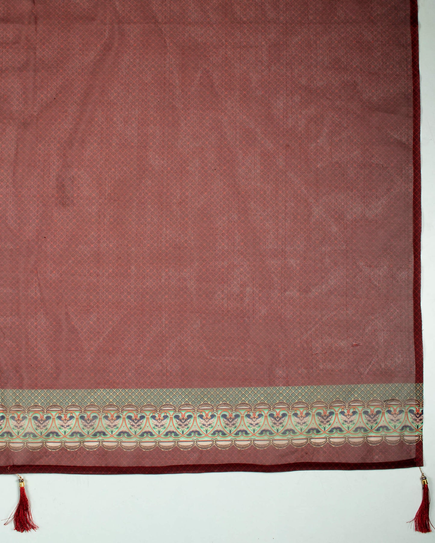 Orange and Green Paisley Printed Kali Set With Unstitched Blouse