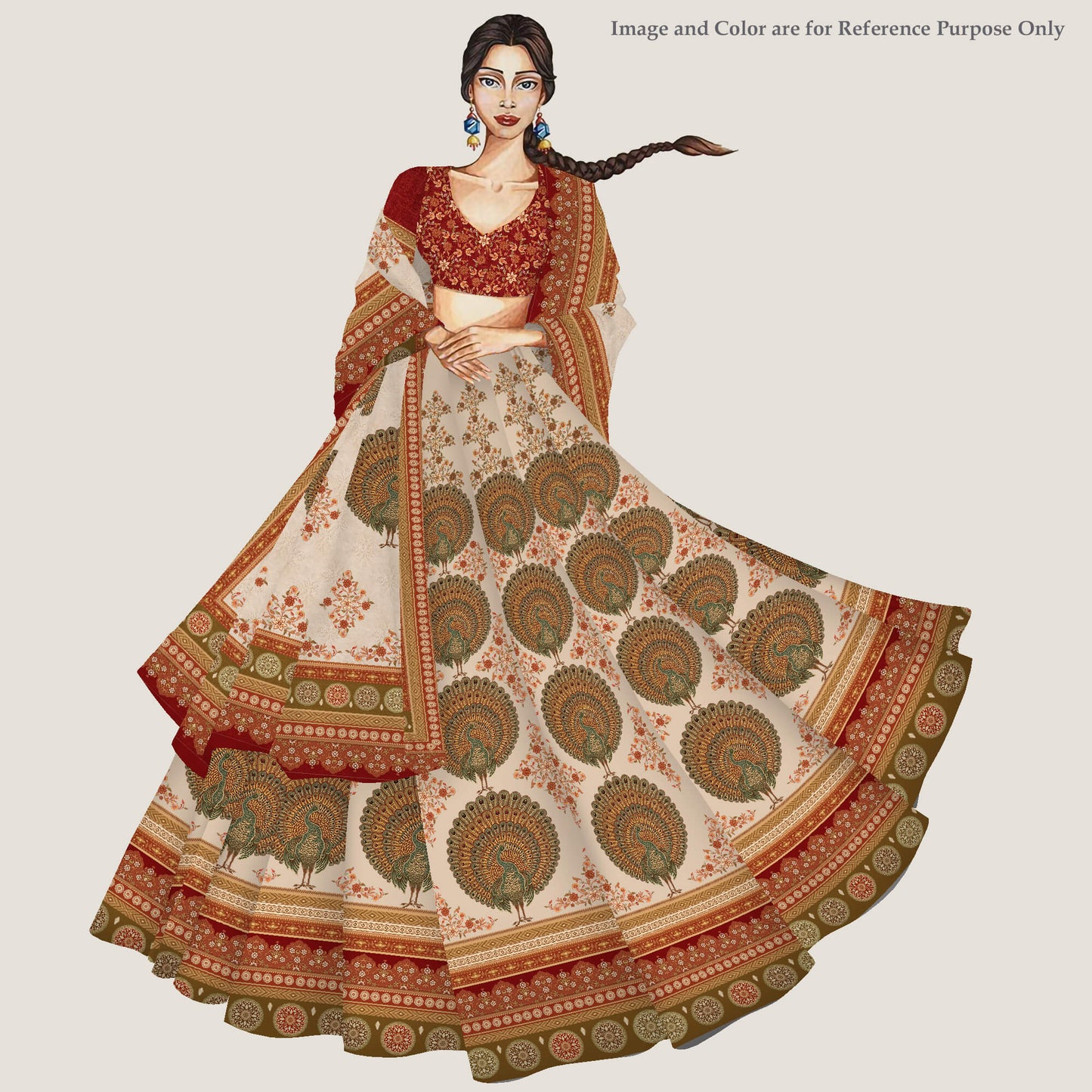 Pink And Red Traditional Kali Set With Unstitched Blouse