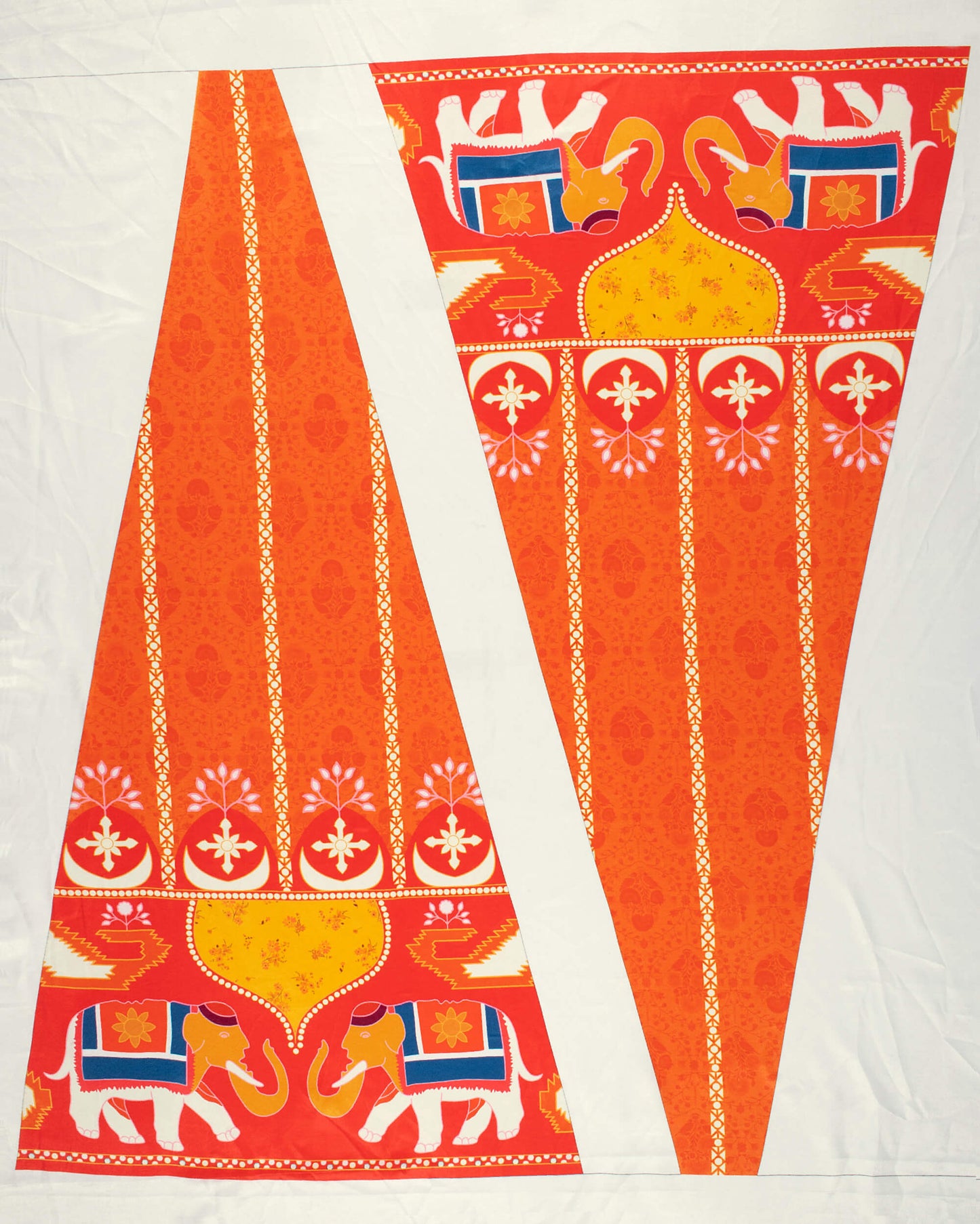 Orange Floral Traditional 
Kali Set With Unstitched Blouse