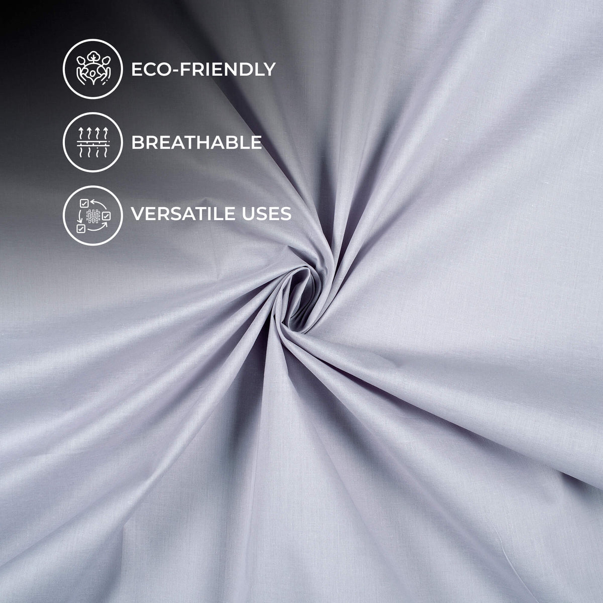 Pewter Grey Plain Cotton Cambric Fabric