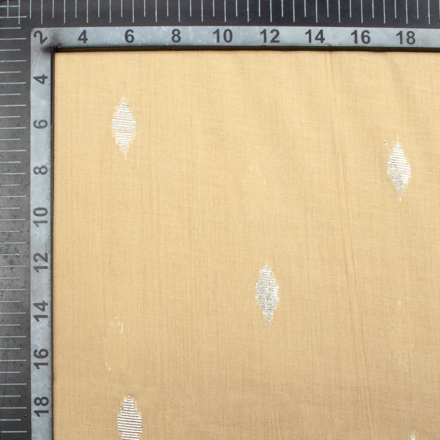 Sand Beige And Silver Booti Pattern Plain Cotton Lurex Fabric