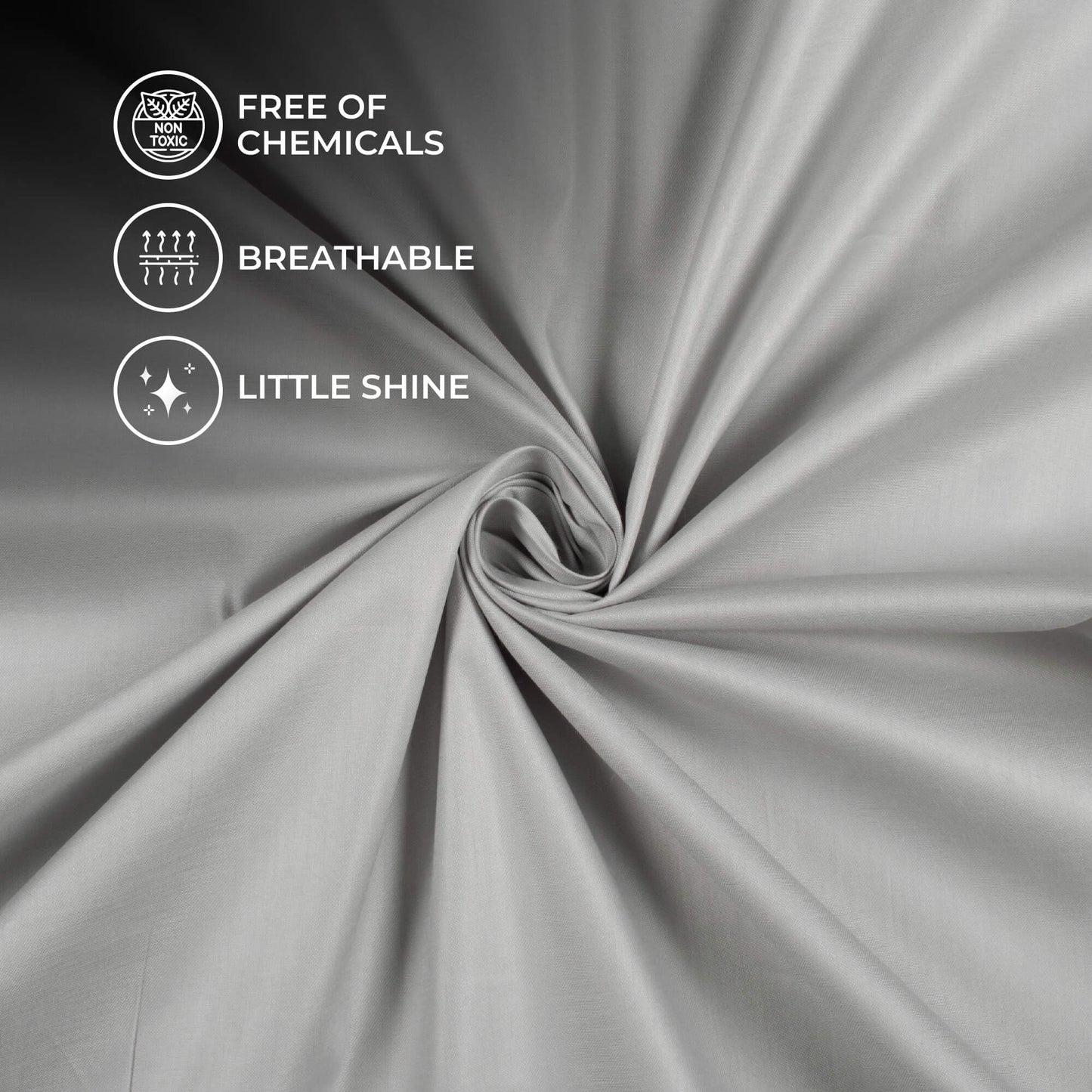 Shark Grey Plain Glazed Cotton Fabric