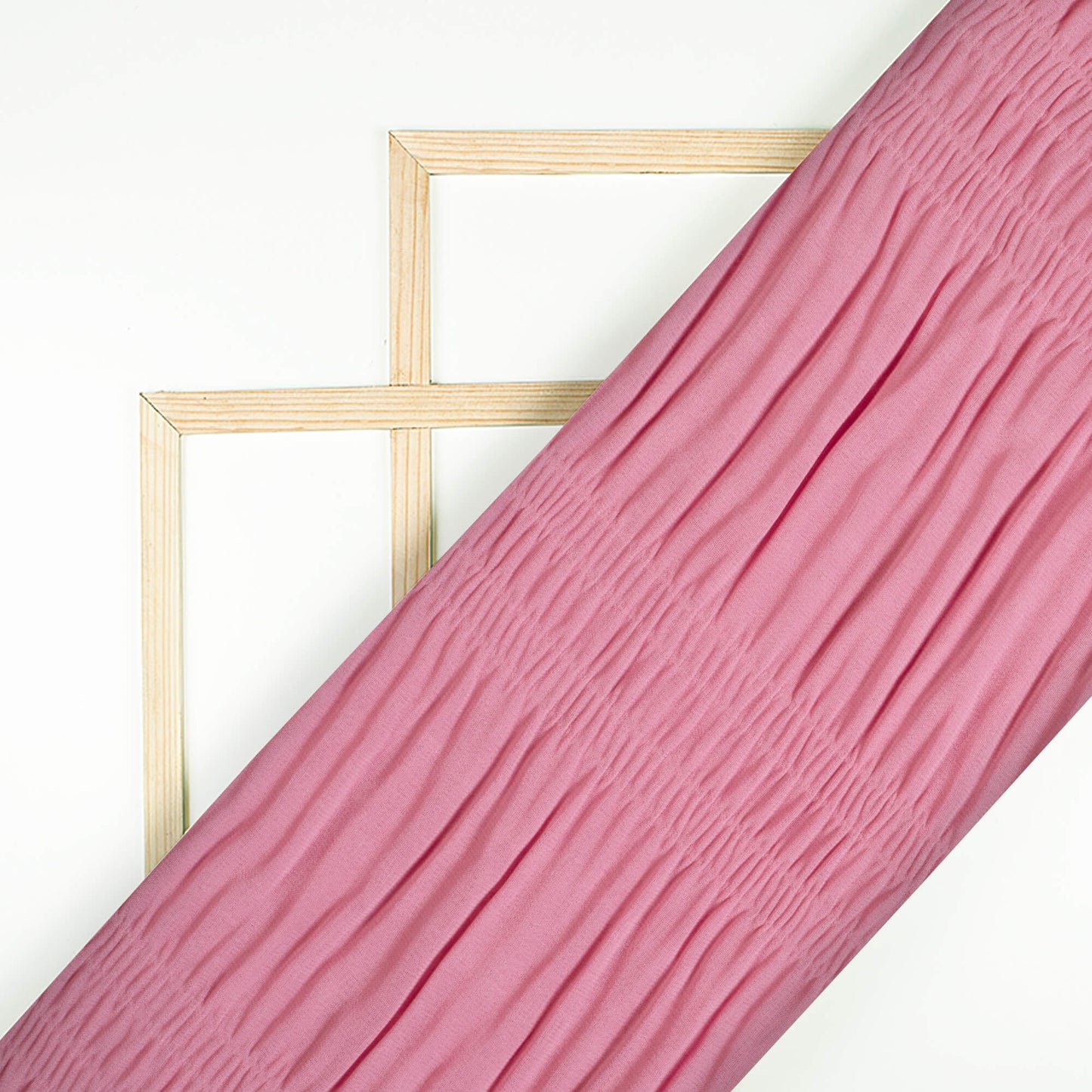 Thullian Pink Plain Georgette Pleated Fabric - Fabcurate