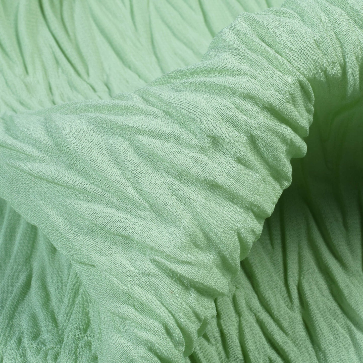 Surf Green Plain Georgette Pleated Fabric - Fabcurate