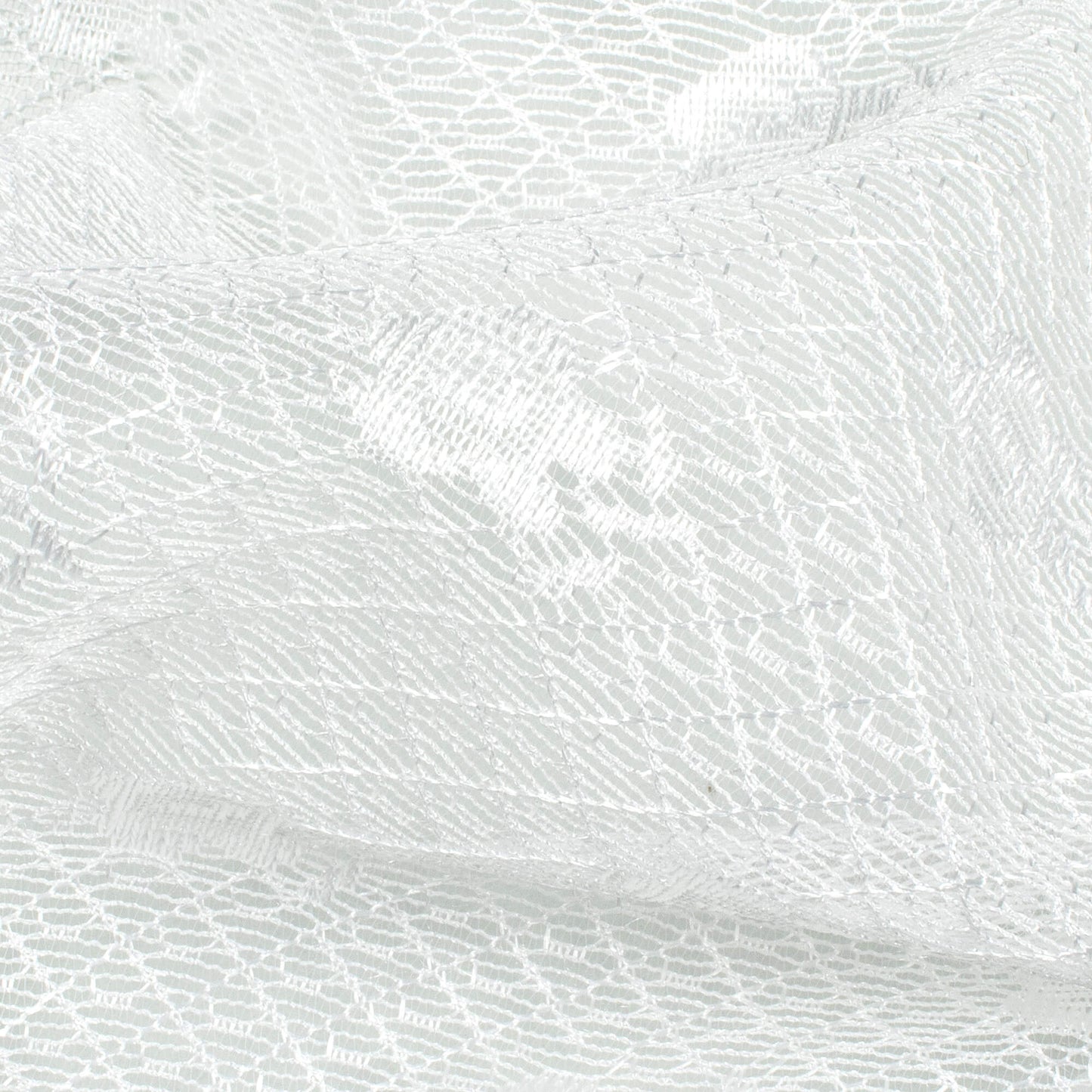 White Booti Pattern Plain Raschel Net Fabric (Width 58 Inches)