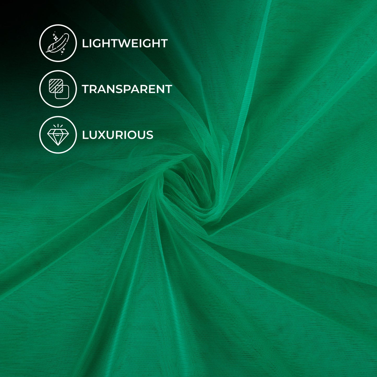 Emerled Green Plain Premium Quality Butterfly Net Fabric (Width 56 Inches)