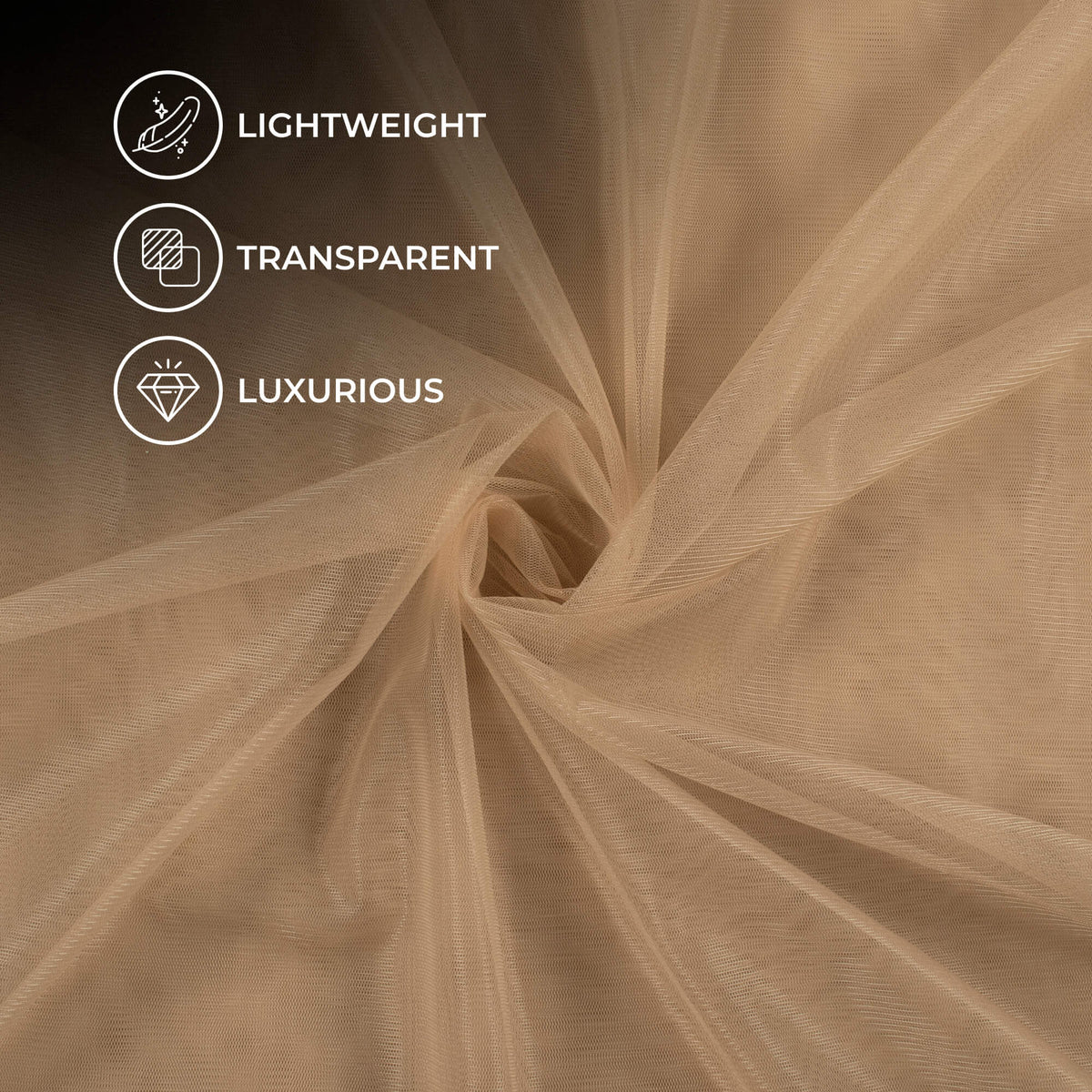 Tan Brown Plain Premium Quality Butterfly Net Fabric