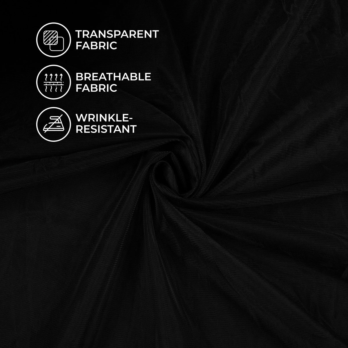 Black Plain Premium Quality Butterfly Net Fabric
