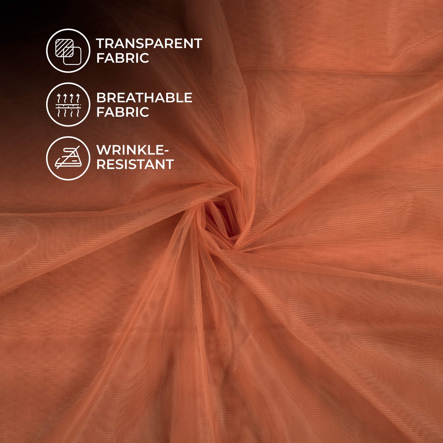 Dark Peach Plain Premium Quality Butterfly Net Fabric