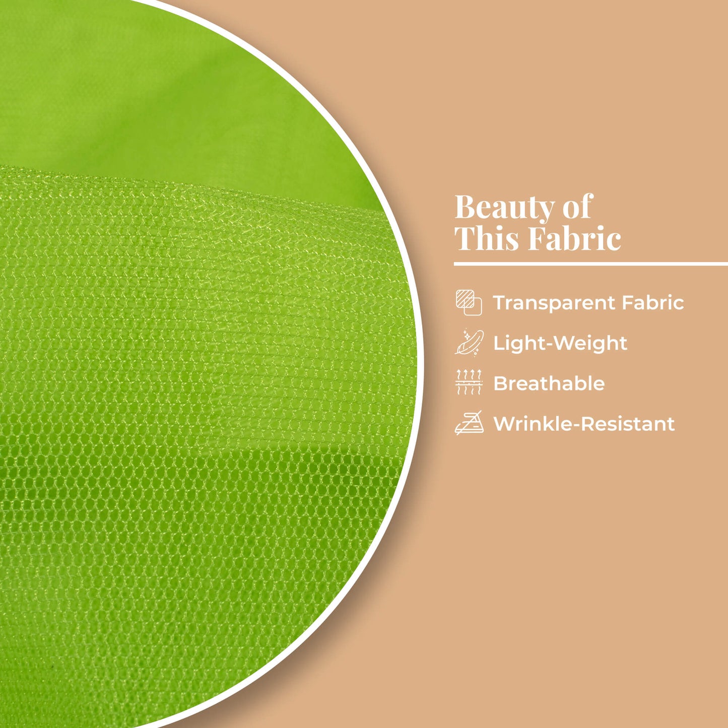 Pear Green Plain Premium Quality Butterfly Net Fabric
