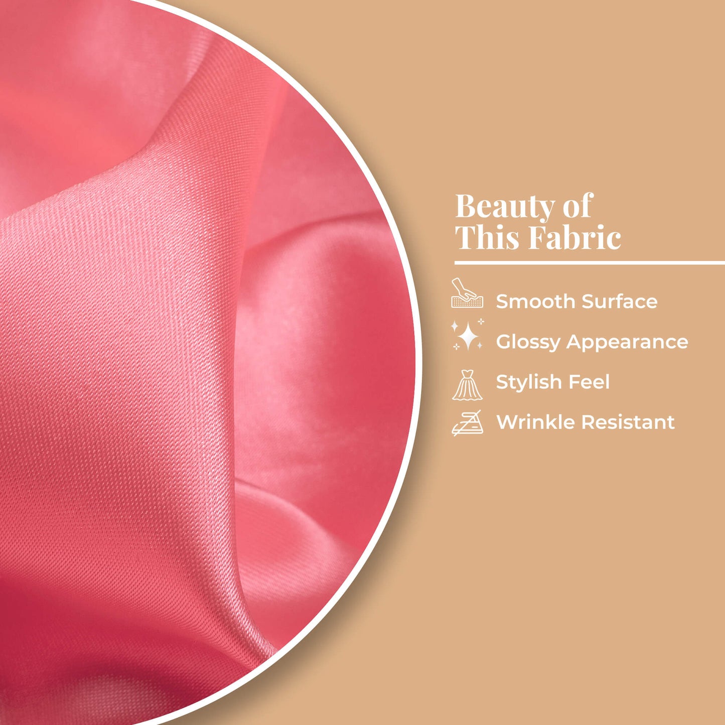 Brick Pink Plain Neon Ultra Satin Fabric