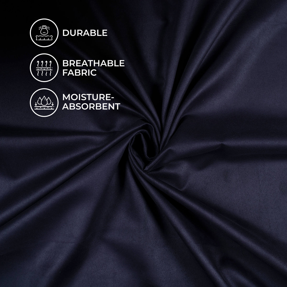 Navy Blue Plain Suede Fabric (Width 58 Inches)
