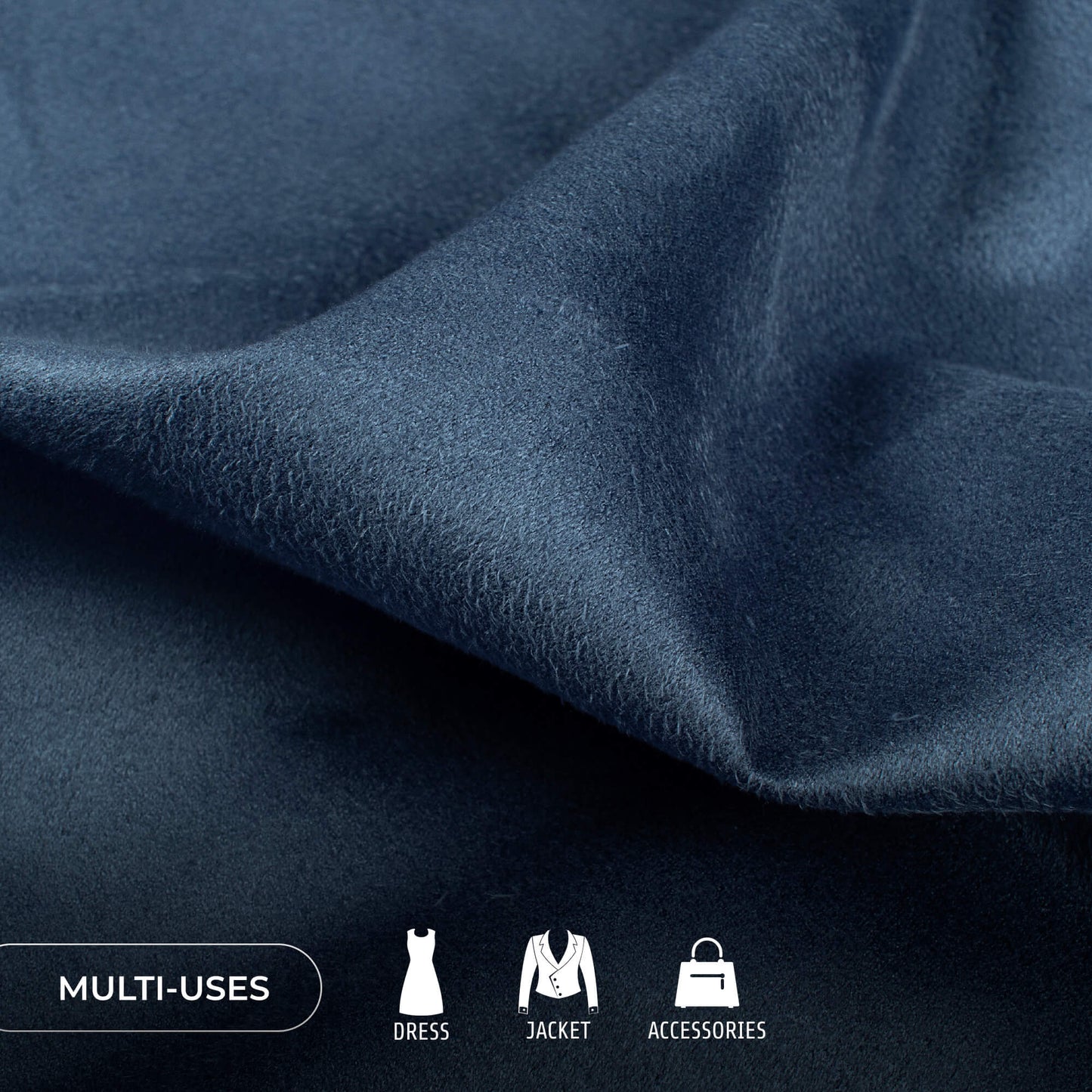 Pigeon Blue Plain Suede Fabric(Width 58 Inches)