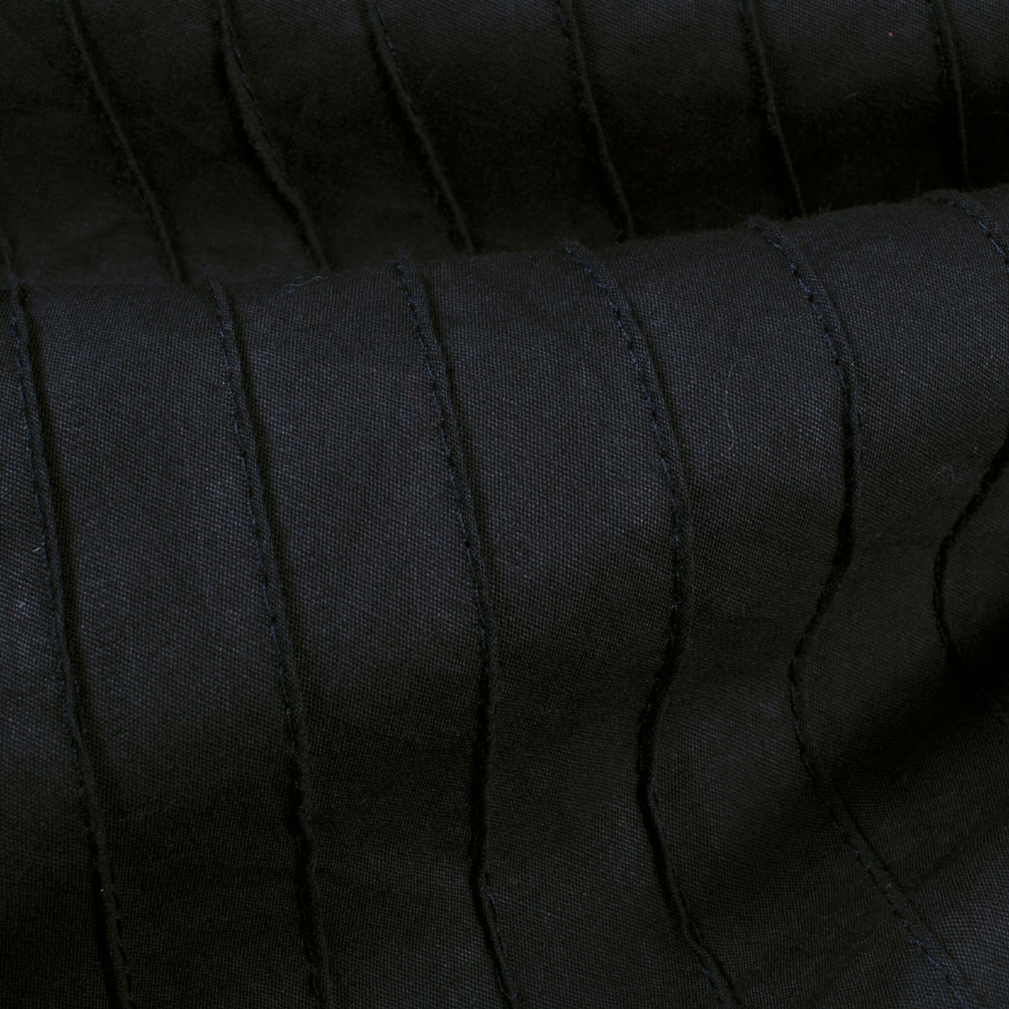 Black Stripes Pattern Pin-Tucks Plain Cotton Fabric - Fabcurate