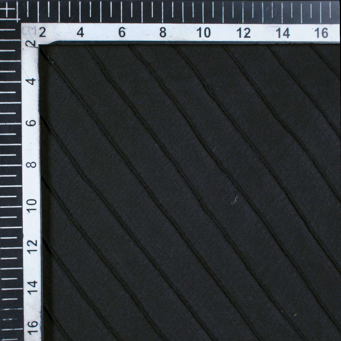 Black Stripes Pattern Pin-Tucks Plain Cotton Fabric - Fabcurate