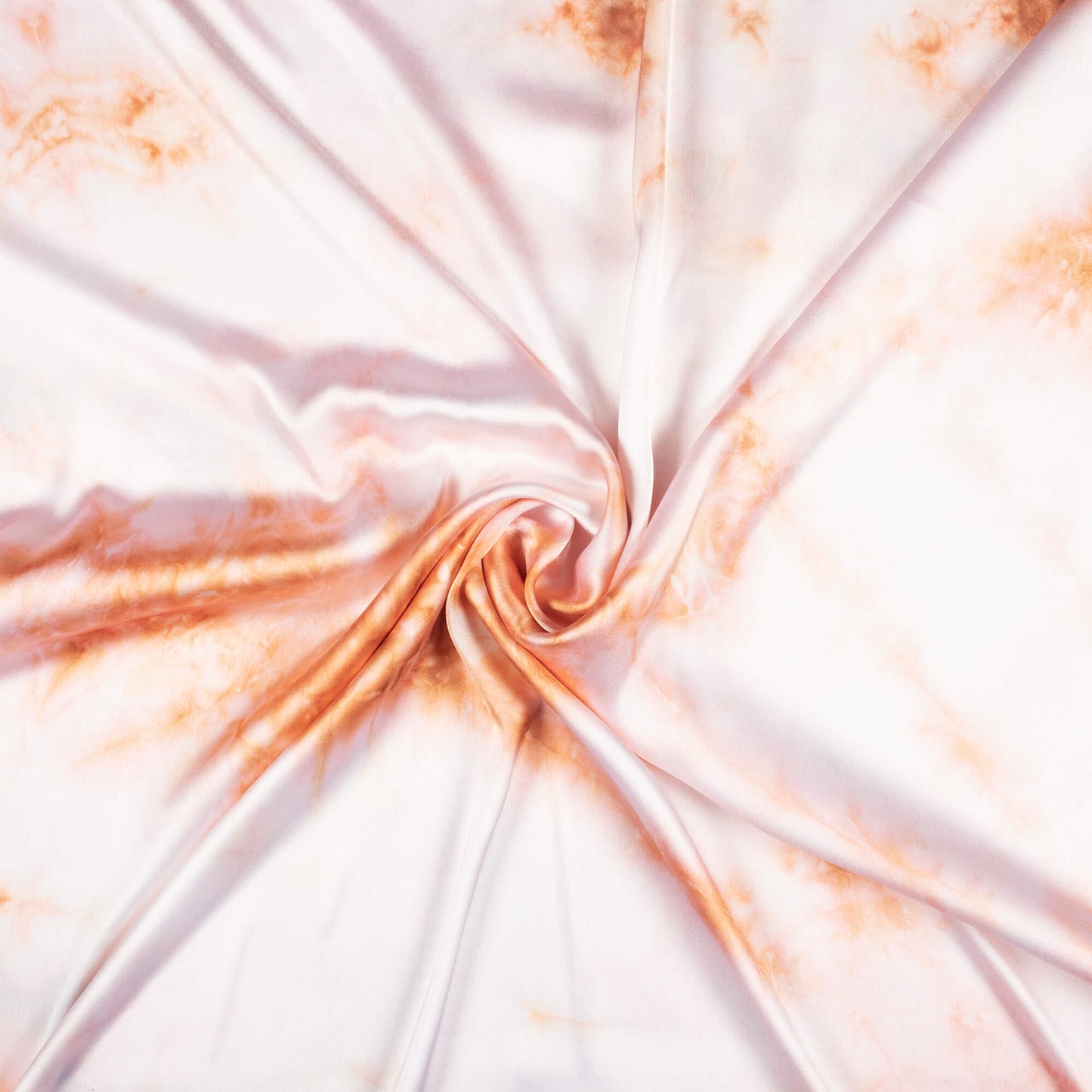 Brown And White Shibori Hand Tie & Dye Japan Satin Fabric