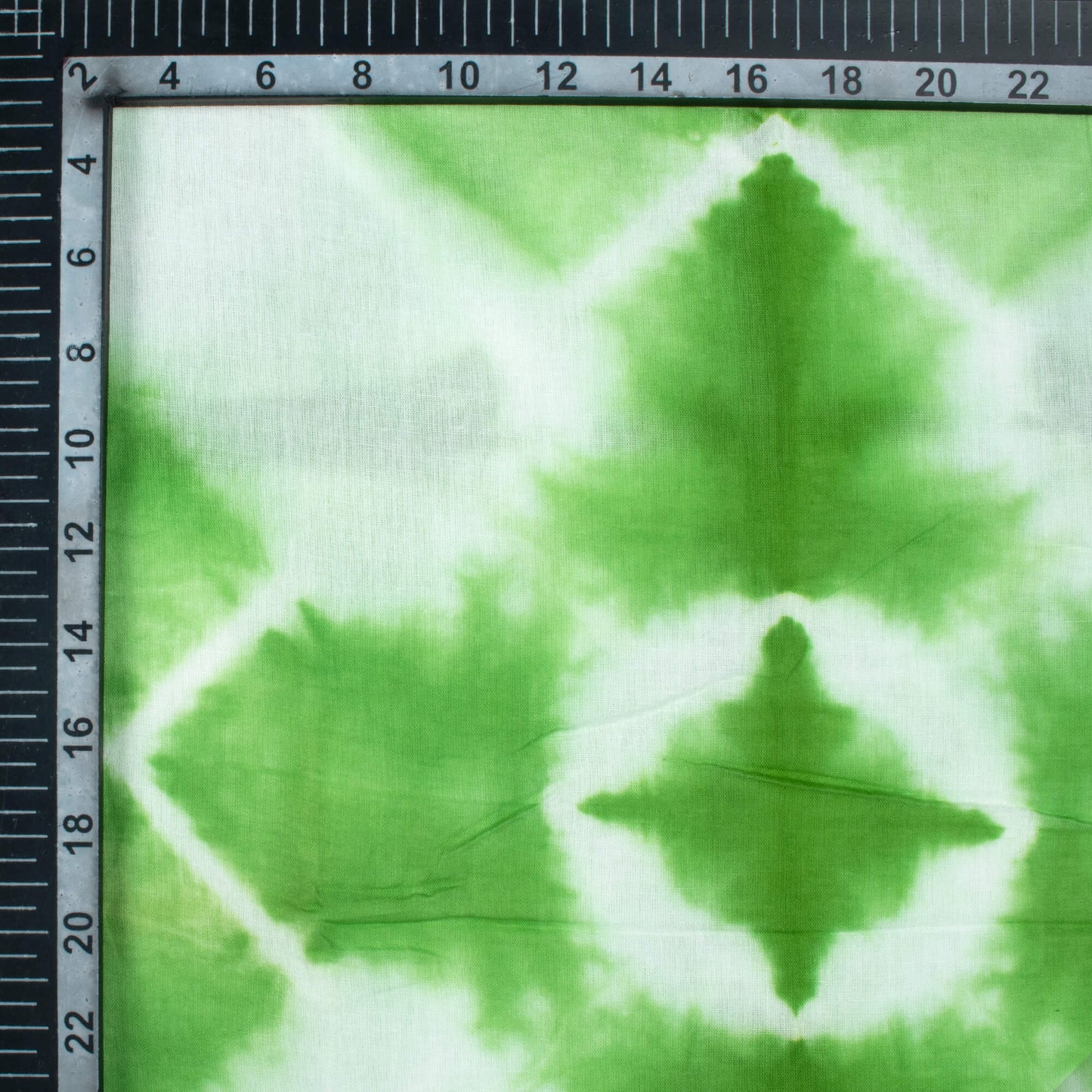 Grass Green And White Shibori Hand Tie & Dye Cotton Mulmul Fabric