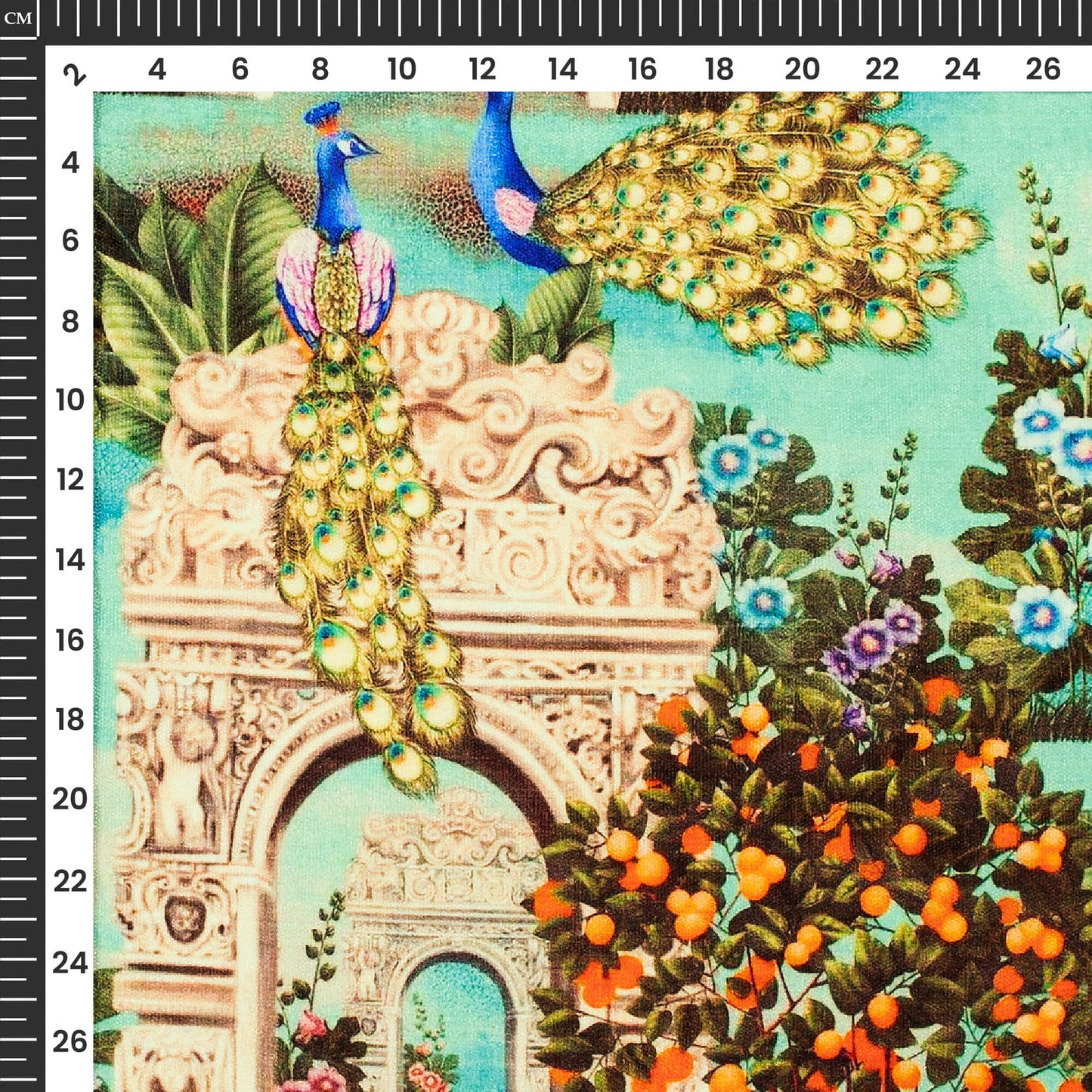 Indian Peacock Madhuvanii Digital Print Premium Velvet Fabric