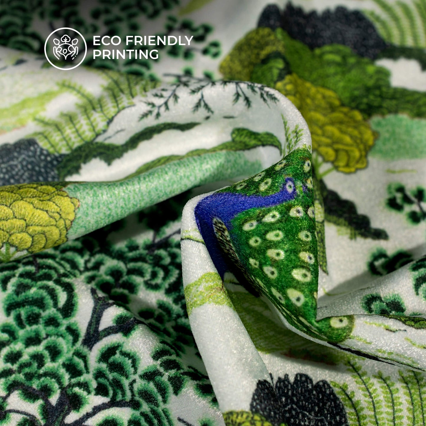 Trendy Green Madhuvanii Digital Print Premium Velvet Fabric