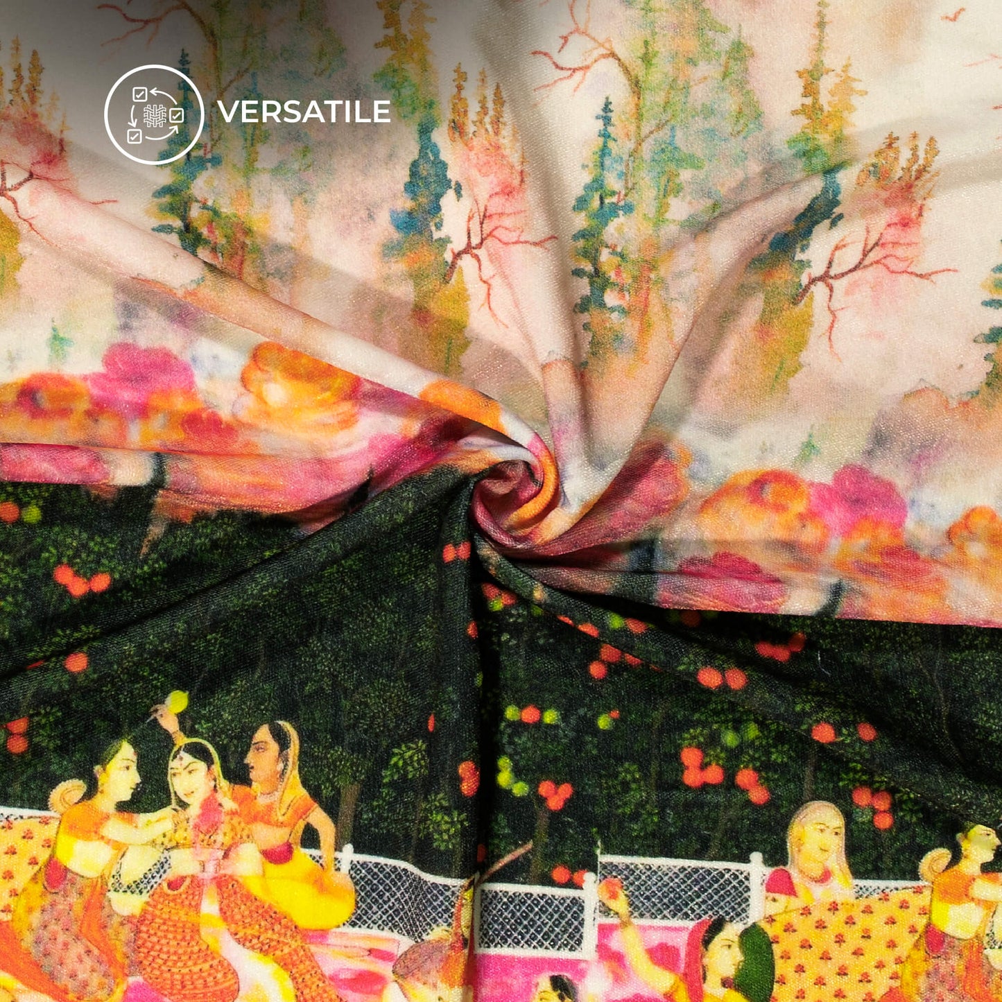 Traditional Art Madhuvanii Digital Print Premium Velvet Fabric