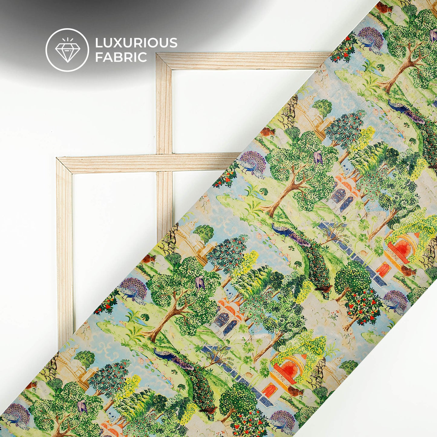 Peacock Garden Madhuvanii Digital Print Premium Velvet Fabric