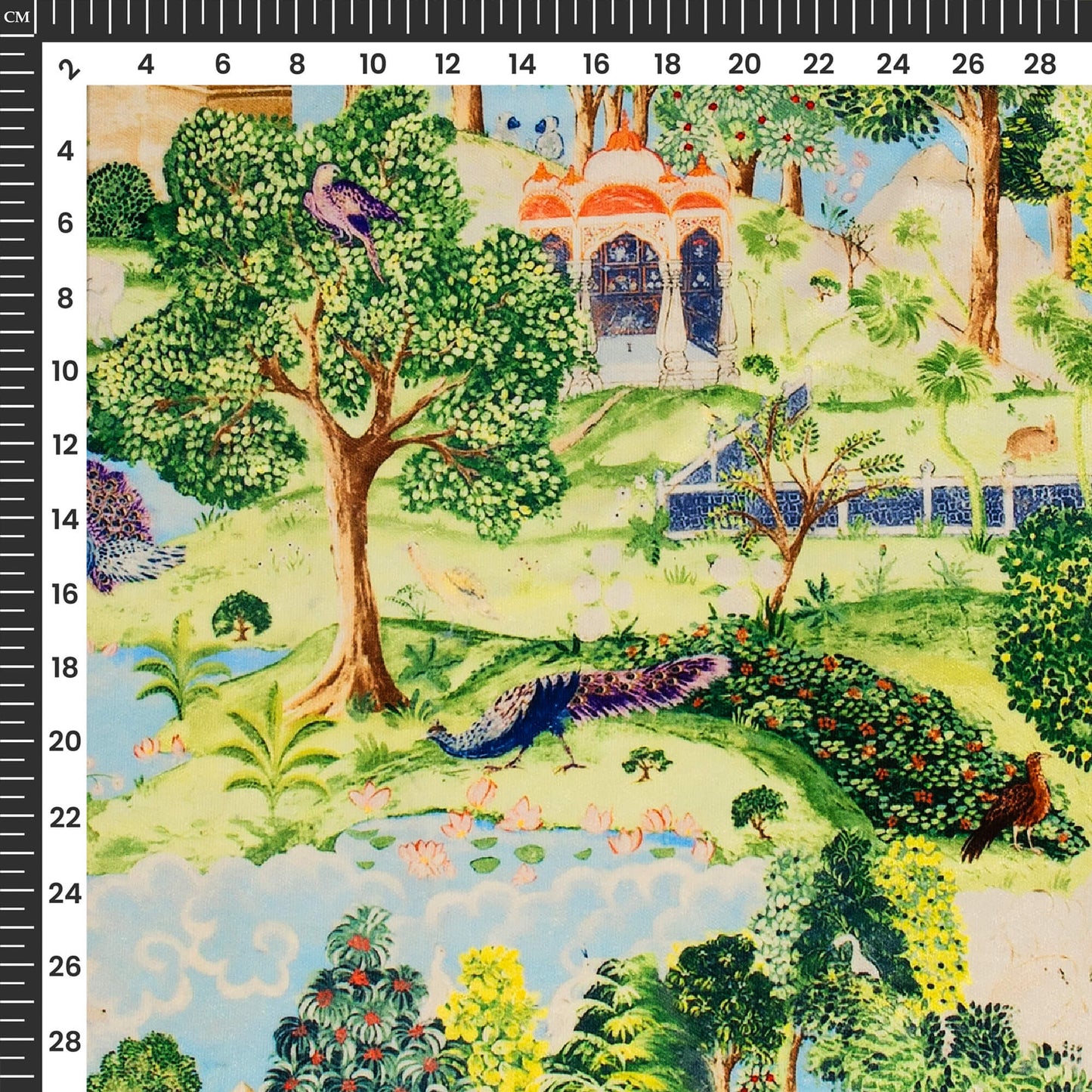 Peacock Garden Madhuvanii Digital Print Premium Velvet Fabric