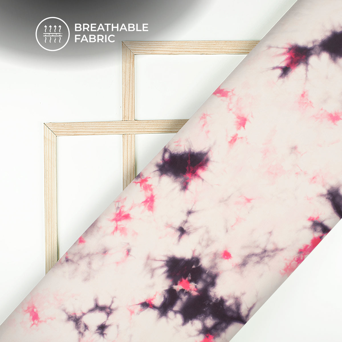 Pink Tye And Dye Pattern Digital Print Muslin Fabric