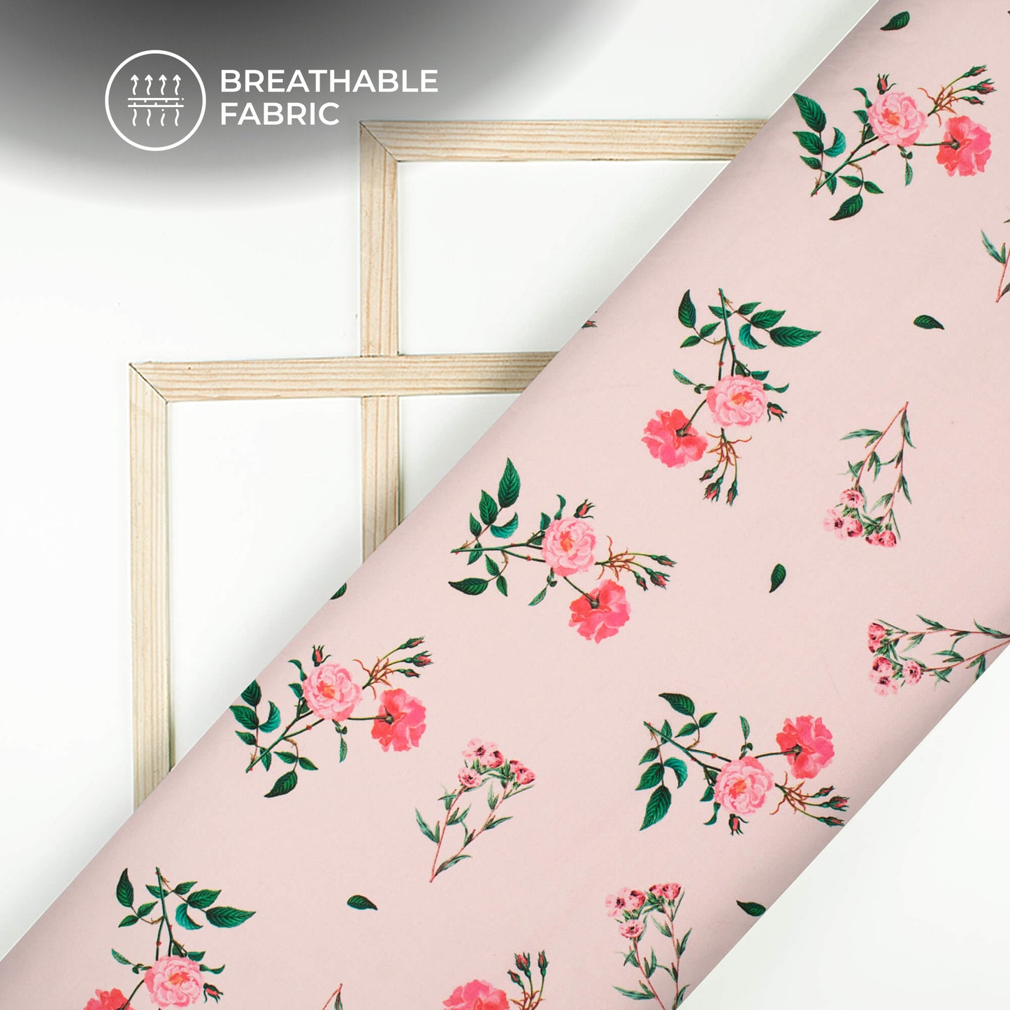 Pastel Peach And Pink Floral Pattern Digital Print Muslin Fabric