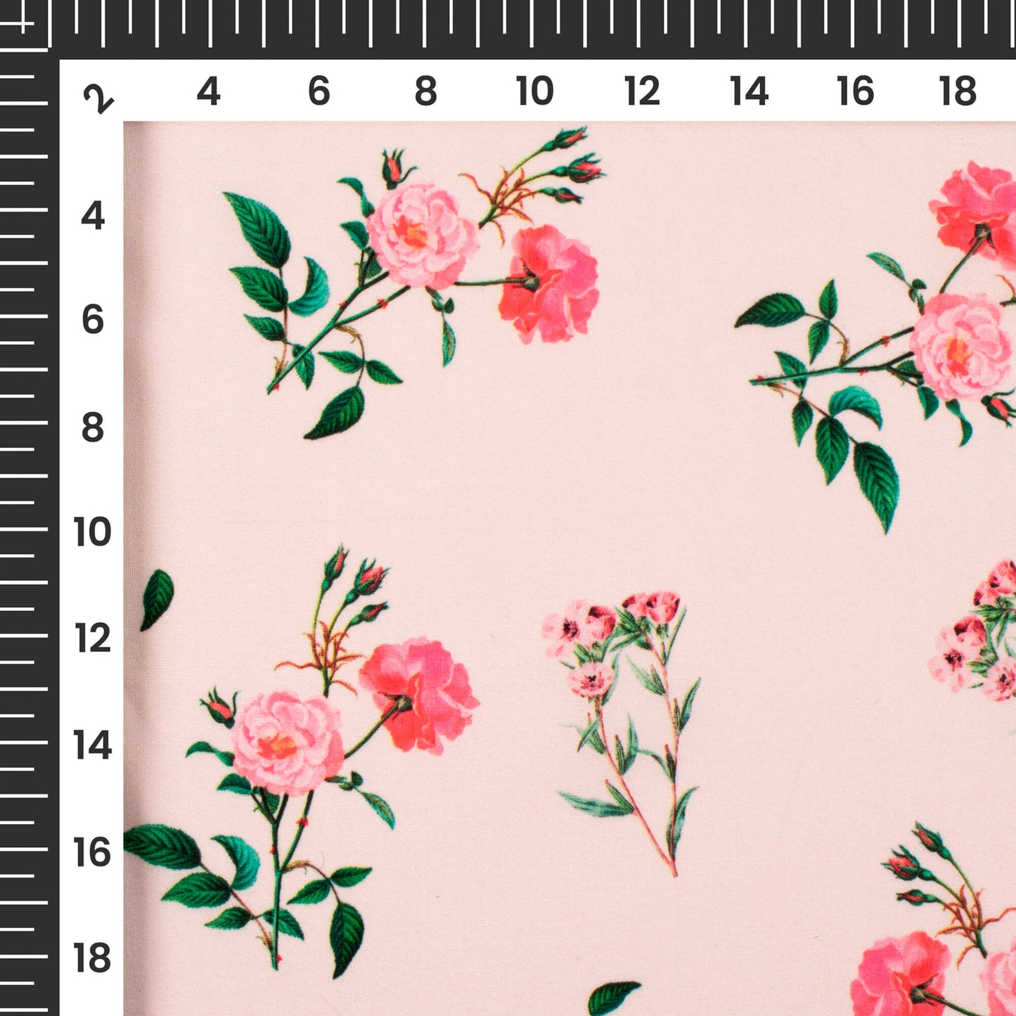 Pastel Peach And Pink Floral Pattern Digital Print Muslin Fabric