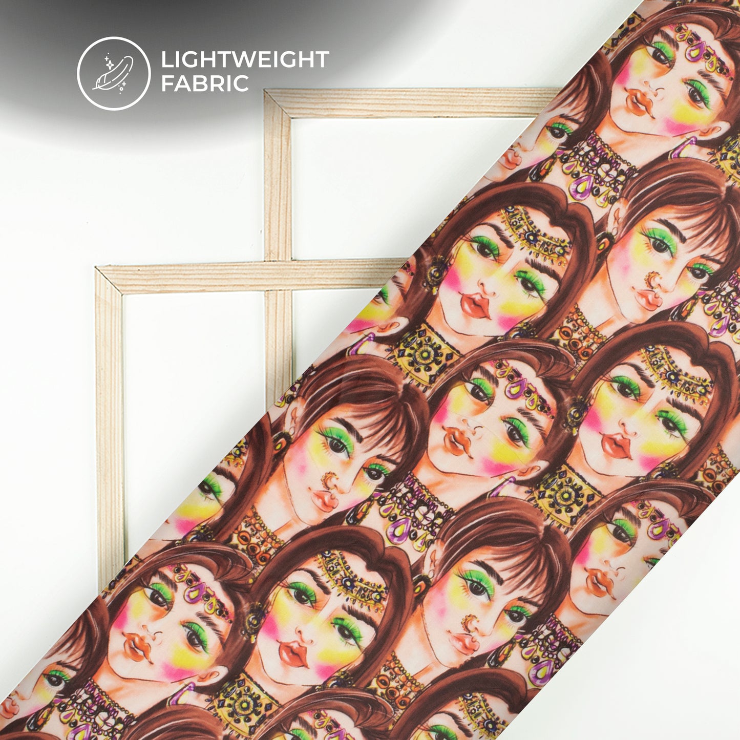 Impressive Quirky Digital Print Organza Satin Fabric