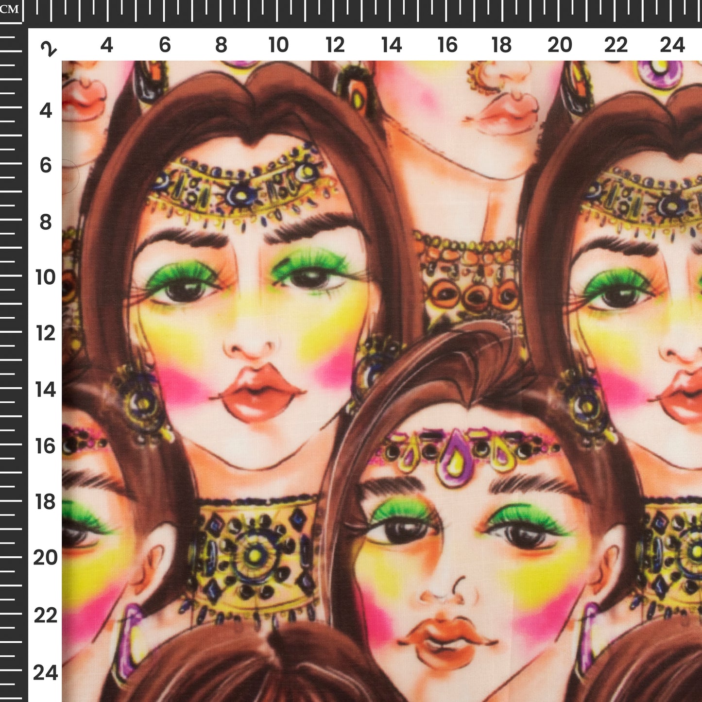 Impressive Quirky Digital Print Organza Satin Fabric