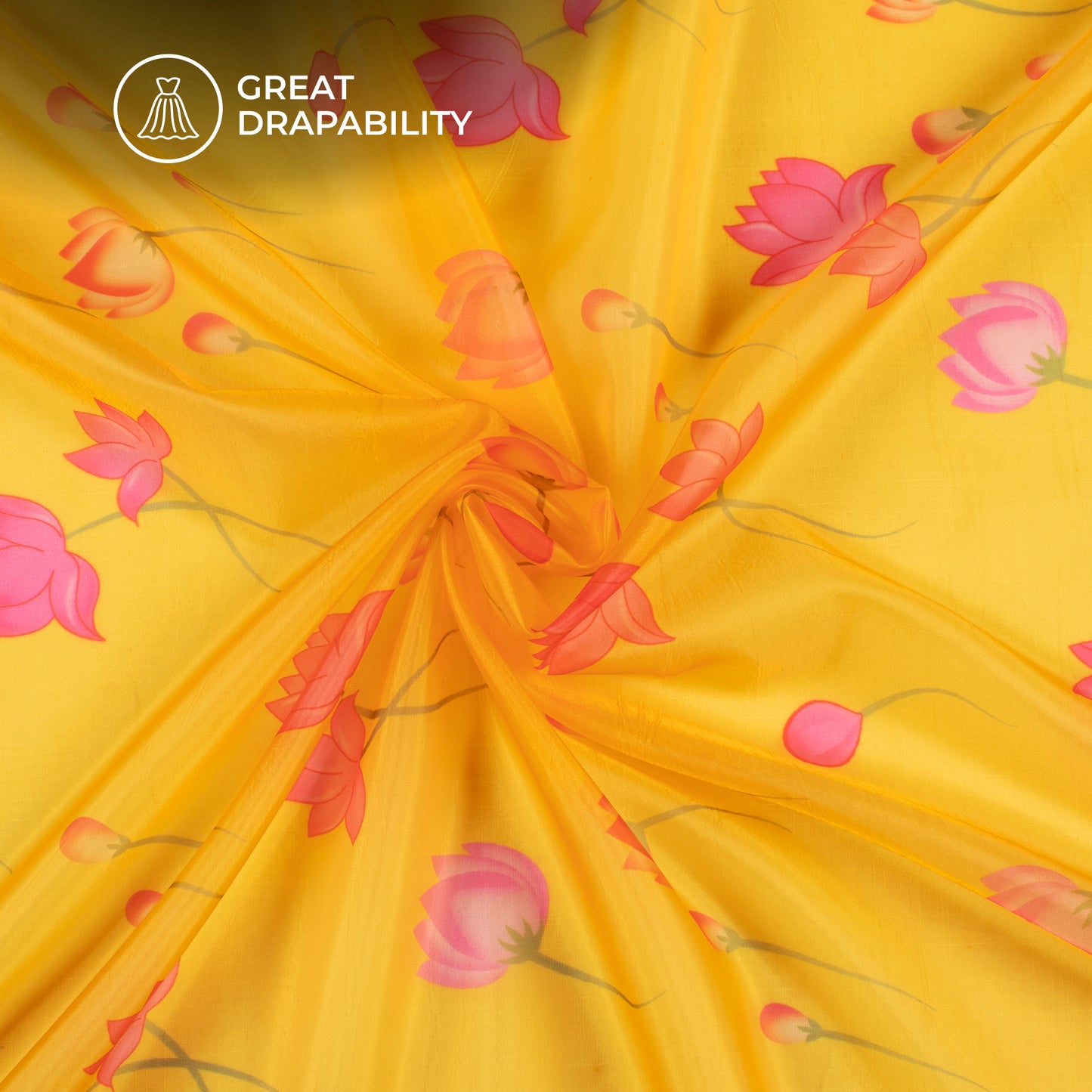 Beautiful Pichwaii Floral Digital Print Organza Satin Fabric