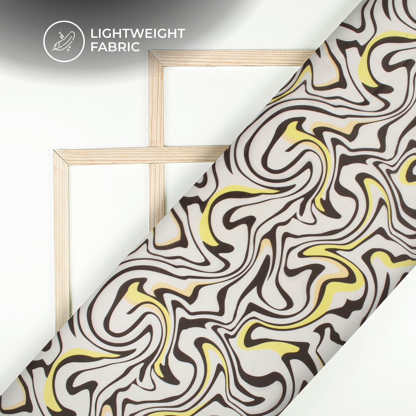 Stylish Geometric Digital Print Organza Satin Fabric