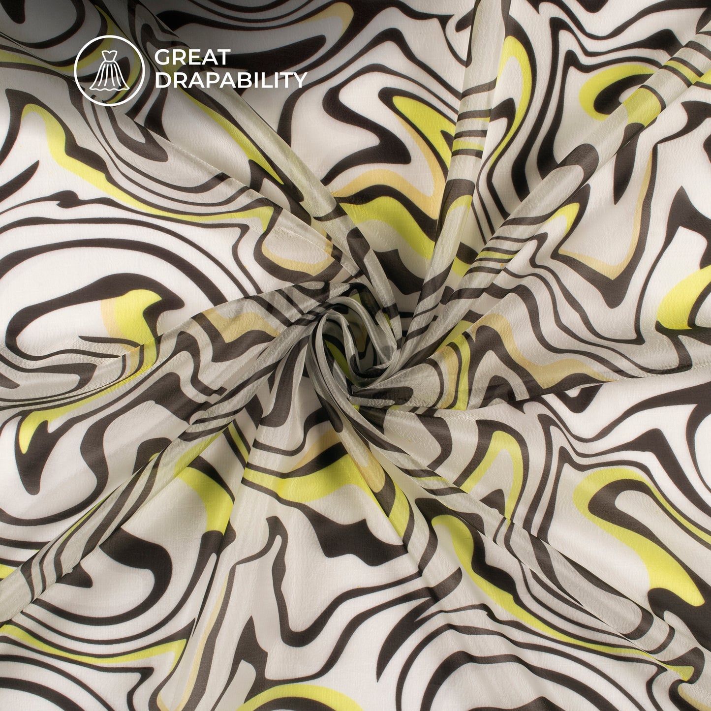 Stylish Geometric Digital Print Organza Satin Fabric