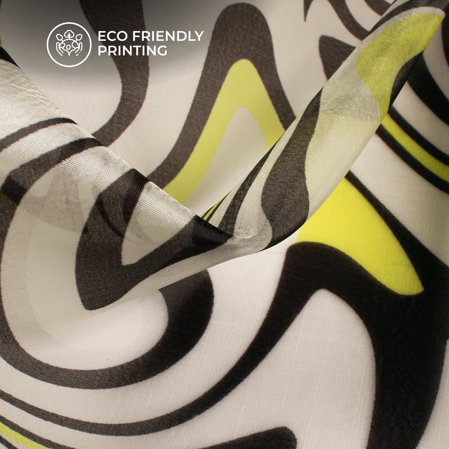Stylish Geometric Digital Print Organza Satin Fabric