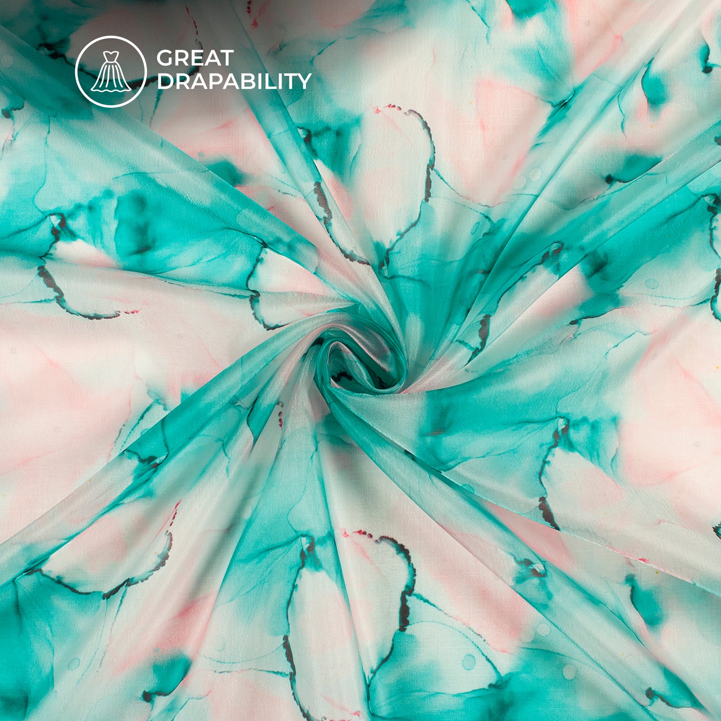 Majestic Tye And Dye Digital Print Organza Satin Fabric
