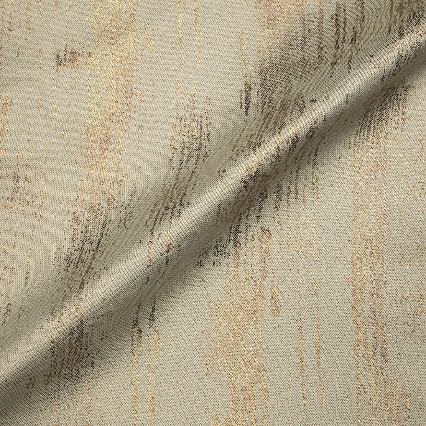 Beige Texture Pattern Golden Foil Premium Curtain Fabric (Width 54 Inches)