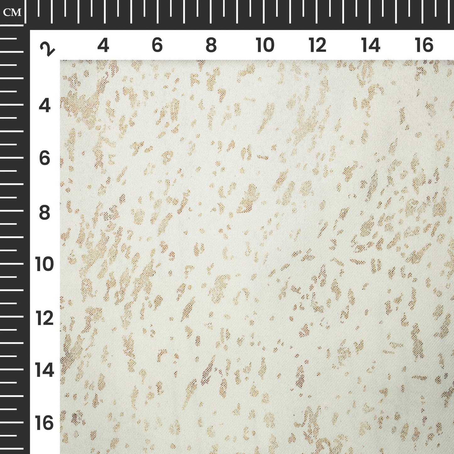 White Abstract Pattern Golden Foil Premium Curtain Fabric (Width 54 Inches)