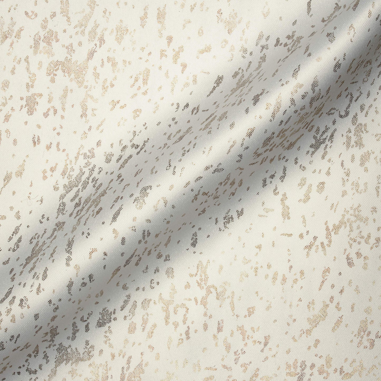 White Abstract Pattern Golden Foil Premium Curtain Fabric (Width 54 Inches)