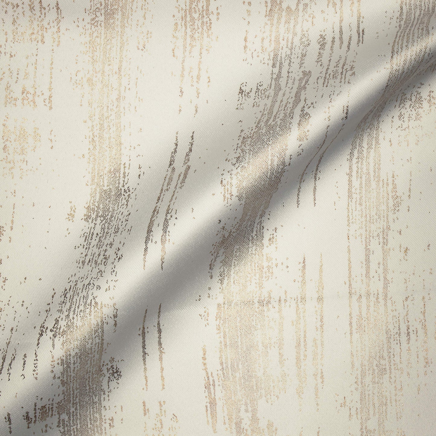 White Texture Pattern Golden Foil Premium Curtain Fabric (Width 54 Inches)