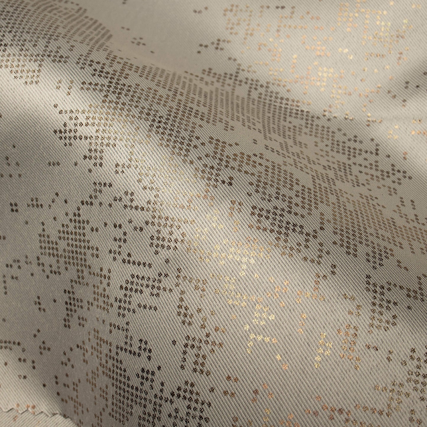 Tan Beige Golden Dots Geometric Pattern Premium Curtain Fabric (Width 54 Inches)